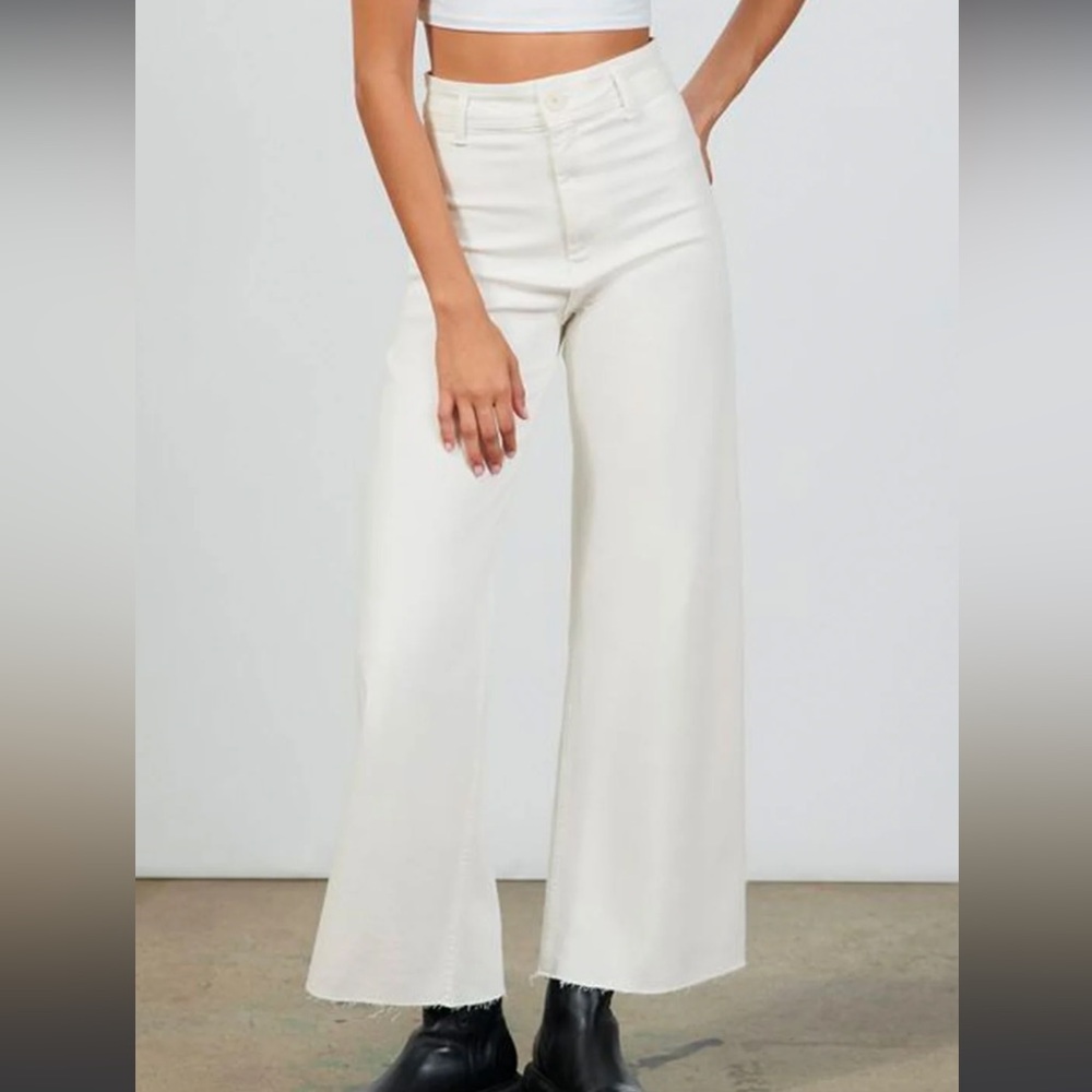 Zara Marine Women's Off-White Wide-Leg Jeans